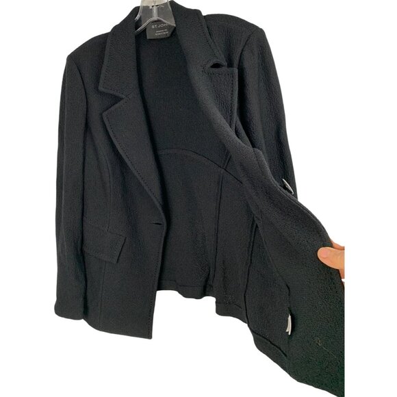 St. John x Nordstrom Jet Black Knit Blazer Jacket Size M 10 Stretch RL10200 EUC - Picture 4 of 9